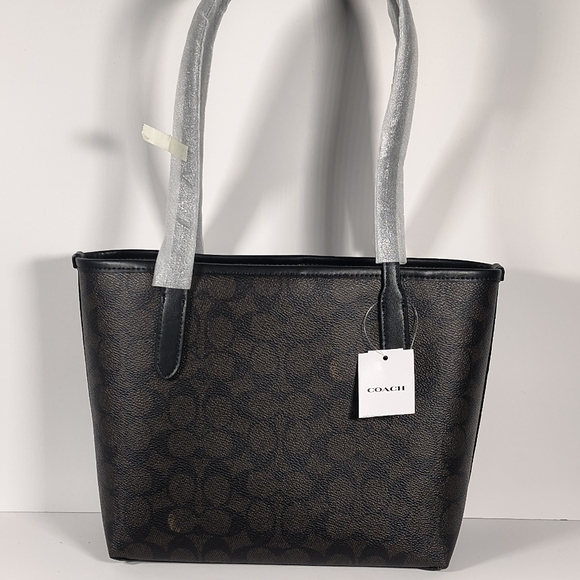 Coach small IMXAQ small city tote Black and Brown Women's Tote Bag - Picture 6 of 15